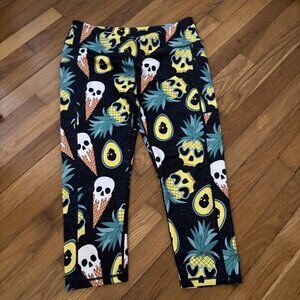 CVG Constantly Varied Gear Ice Cream Skulls Capri Leggings 2XLarge
